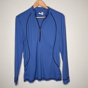 FITS Riding Sun Shirt Long Sleeve Half Zip Top in Blue Women's Size XL